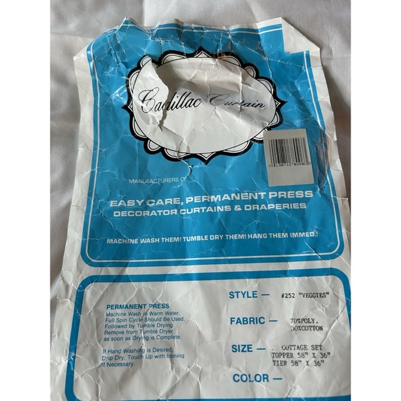 Vintage Cottage Cafe New Old Stock Mushroom Vegetable Curtains Orange/Brown - Picture 8 of 8